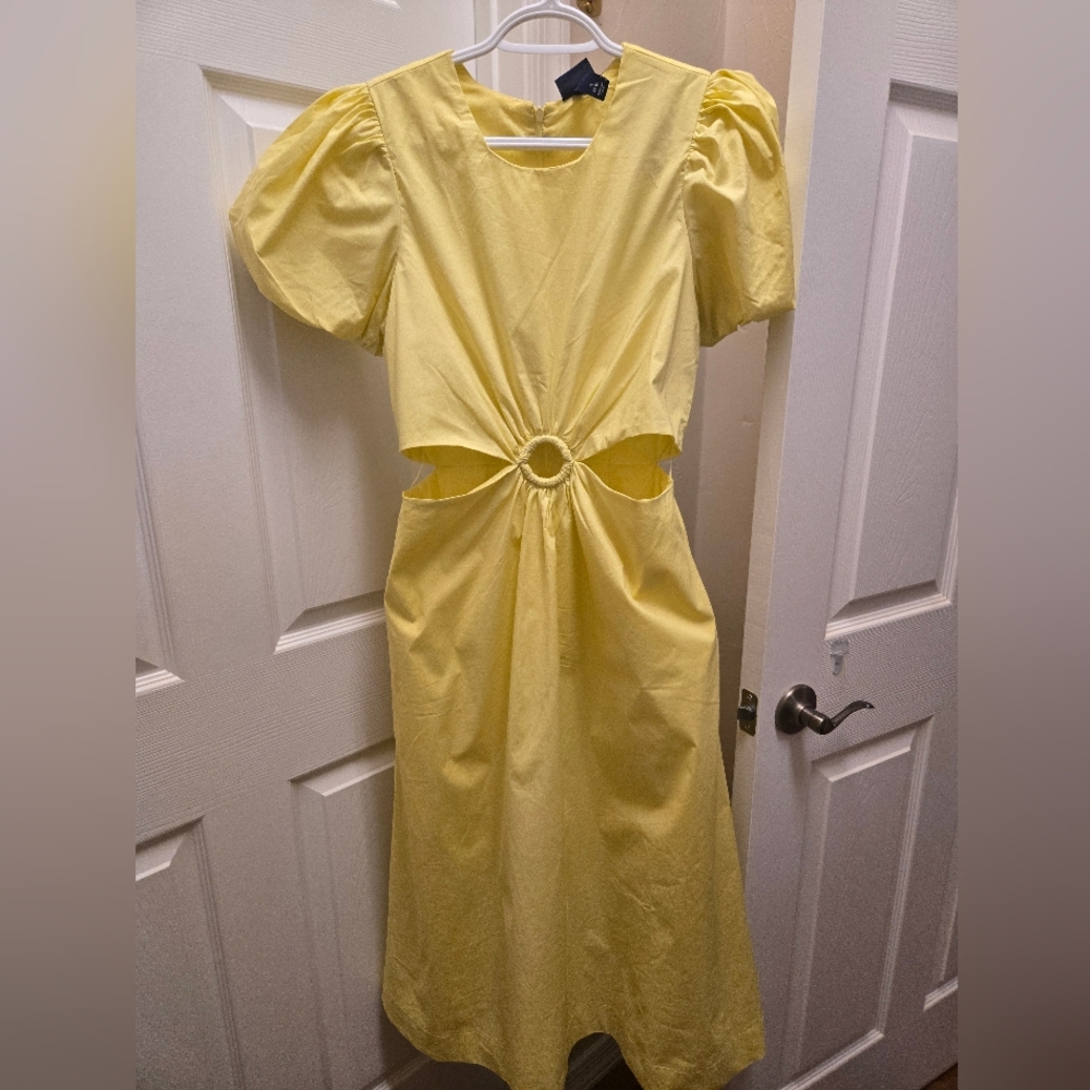 Elegant Yellow Cut-Out Dress Perfect For Easter. With Pockets.